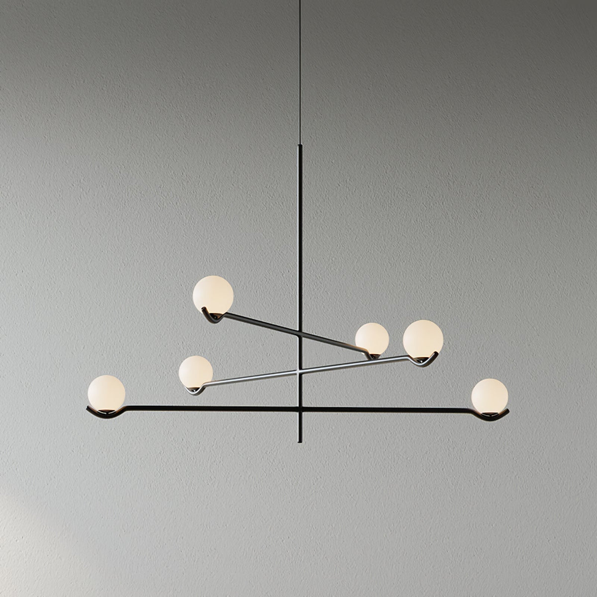 Moderne Hanglamp Met Glazen Bollen En Asymmetrisch Frame Voor Sfeervolle Verlichting