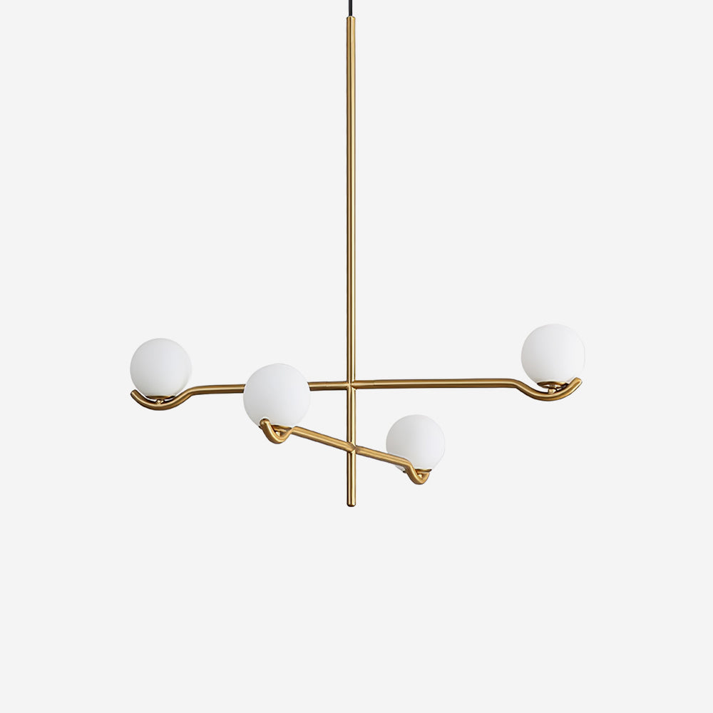Moderne Hanglamp Met Glazen Bollen En Asymmetrisch Frame Voor Sfeervolle Verlichting
