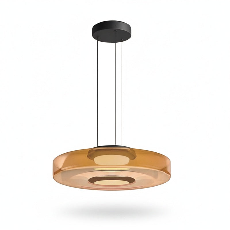 Moderne Hanglamp Met Gelaagde Glazen Kap Voor Warme Sfeerverlichting