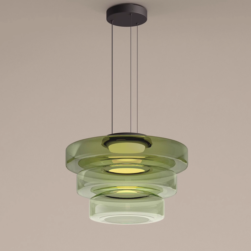 Moderne Hanglamp Met Gelaagde Glazen Kap Voor Warme Sfeerverlichting