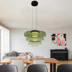 Moderne Hanglamp Met Gelaagde Glazen Kap Voor Warme Sfeerverlichting