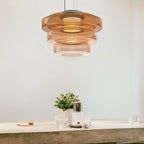 Moderne Hanglamp Met Gelaagde Glazen Kap Voor Warme Sfeerverlichting