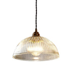 Retro Hanglamp Met Geribbelde Glazen Koepelkap