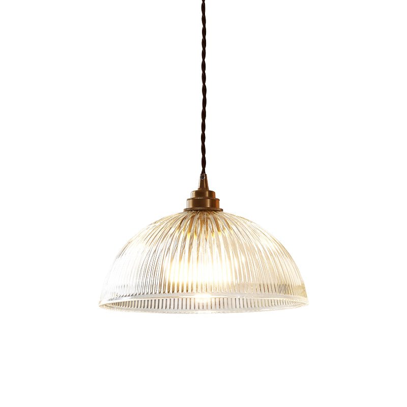 Retro Hanglamp Met Geribbelde Glazen Koepelkap