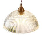 Retro Hanglamp Met Geribbelde Glazen Koepelkap