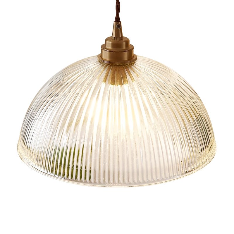 Retro Hanglamp Met Geribbelde Glazen Koepelkap