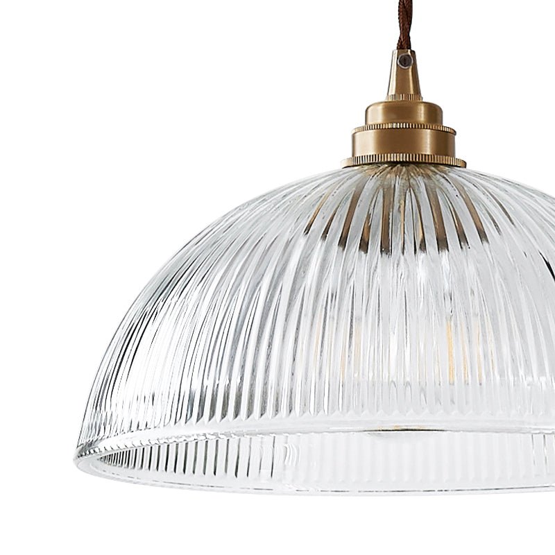 Retro Hanglamp Met Geribbelde Glazen Koepelkap