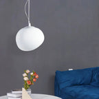 Scandinavische Hanglamp Met Organische Vorm En Melkglas Kap