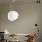 Scandinavische Hanglamp Met Organische Vorm En Melkglas Kap