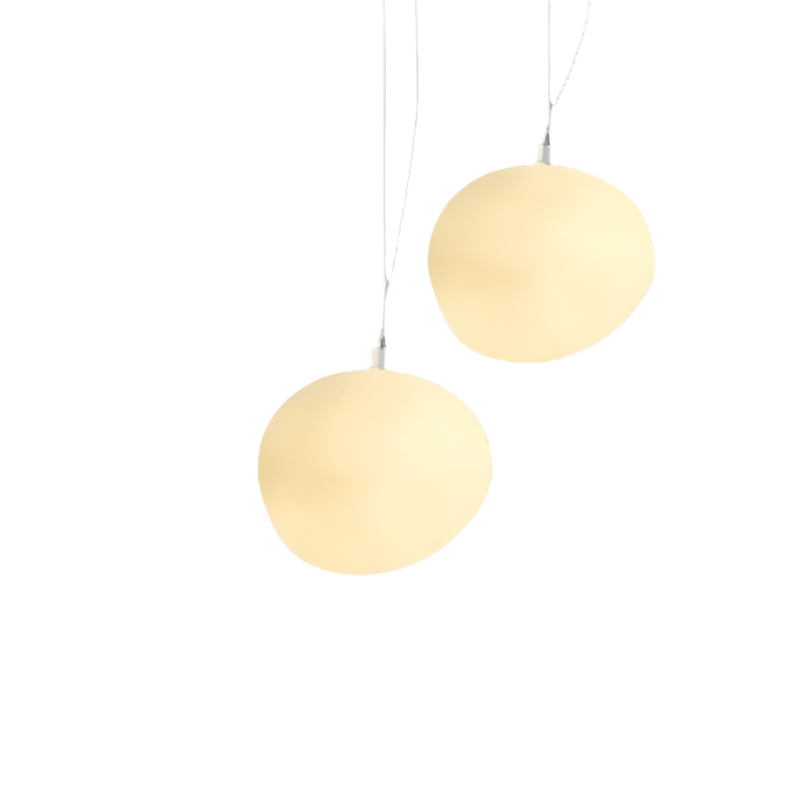 Scandinavische Hanglamp Met Organische Vorm En Melkglas Kap