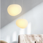 Scandinavische Hanglamp Met Organische Vorm En Melkglas Kap