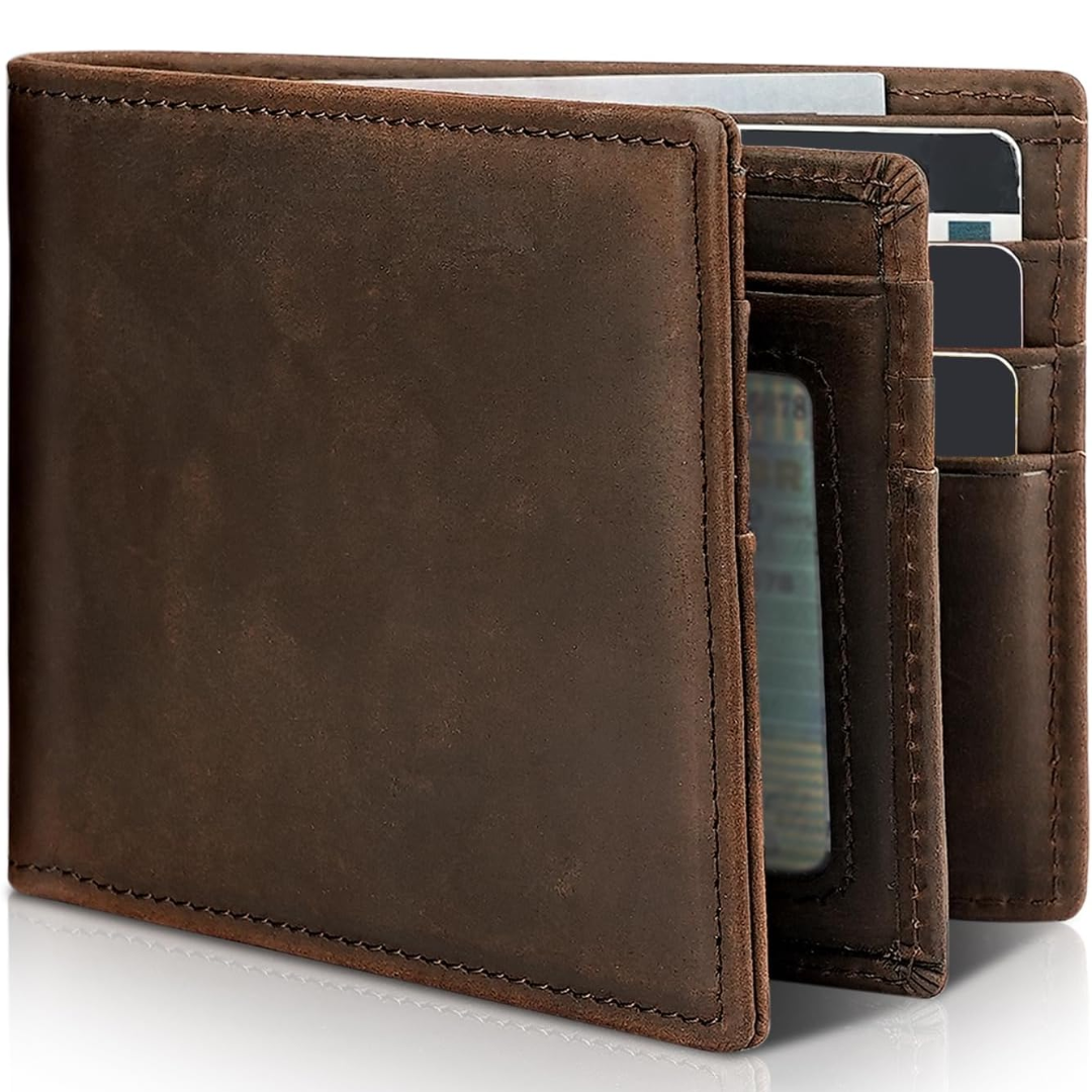 RFID Herenportemonnee Van Echt Leer Met Compact Bifold Ontwerp