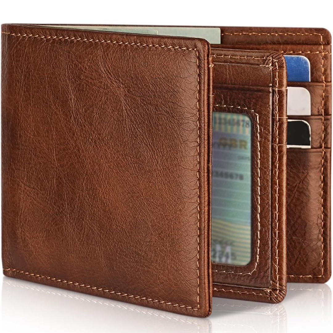RFID Herenportemonnee Van Echt Leer Met Compact Bifold Ontwerp
