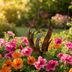 Tuinprikker IJzer Rustfinish Vogel Bloemmotief Decoratief Ontwerp