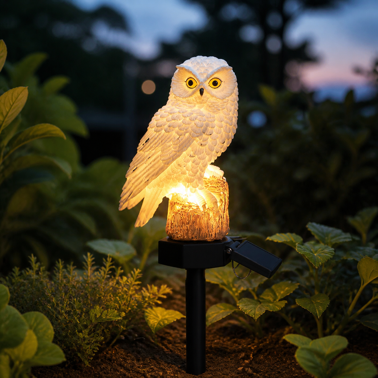 Solar Uilenlamp Resin Waterdicht Warm Licht Decoratief Ontwerp