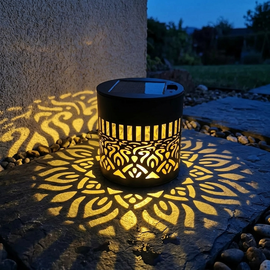 Solar Wandlamp Met Mandala Projectie Voor Sfeervolle Tuinverlichting
