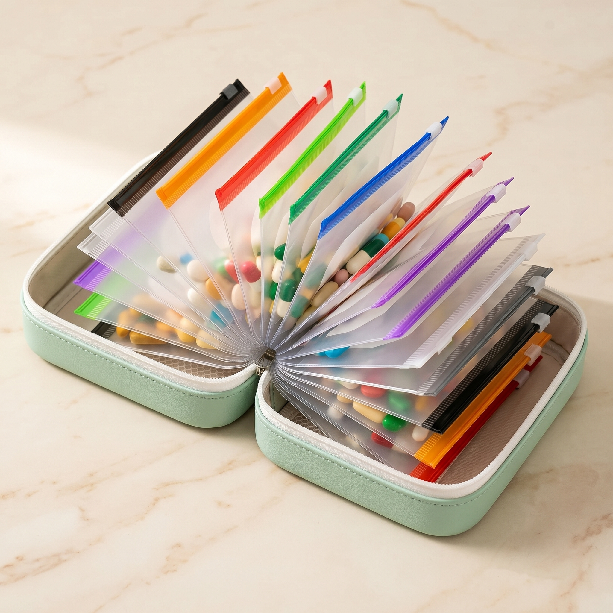 Pillencase PU Mint Schrijfbare Pouches Waterdicht Compact Organiserend Ontwerp