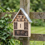 Natuurhouten Insectenhotel met Metalen Dak en Meerkamersysteem