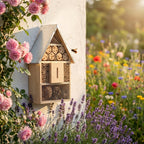 Natuurhouten Insectenhotel met Metalen Dak en Meerkamersysteem