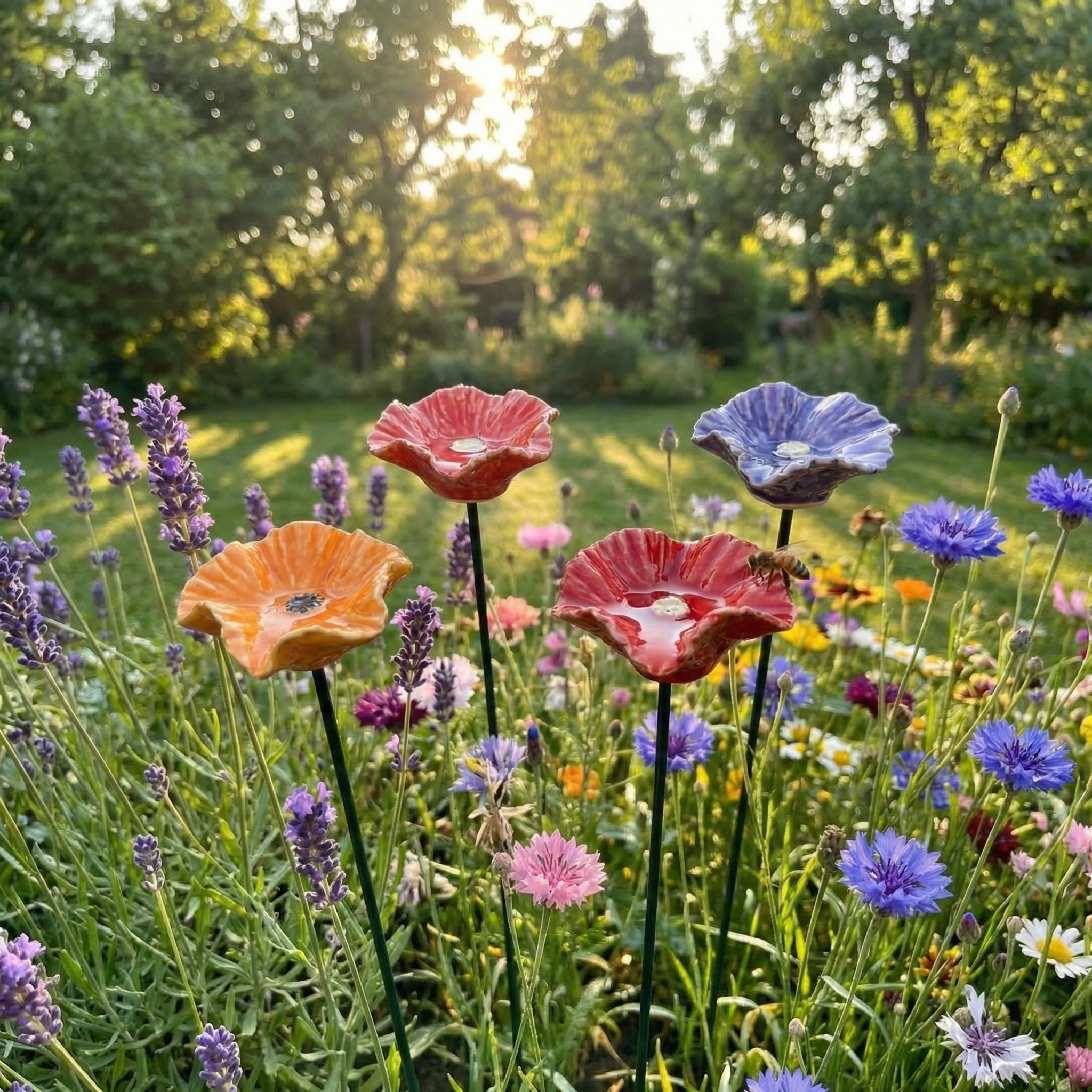 Handgevormde Keramische Bloemschalen met Waterbron voor Bijen