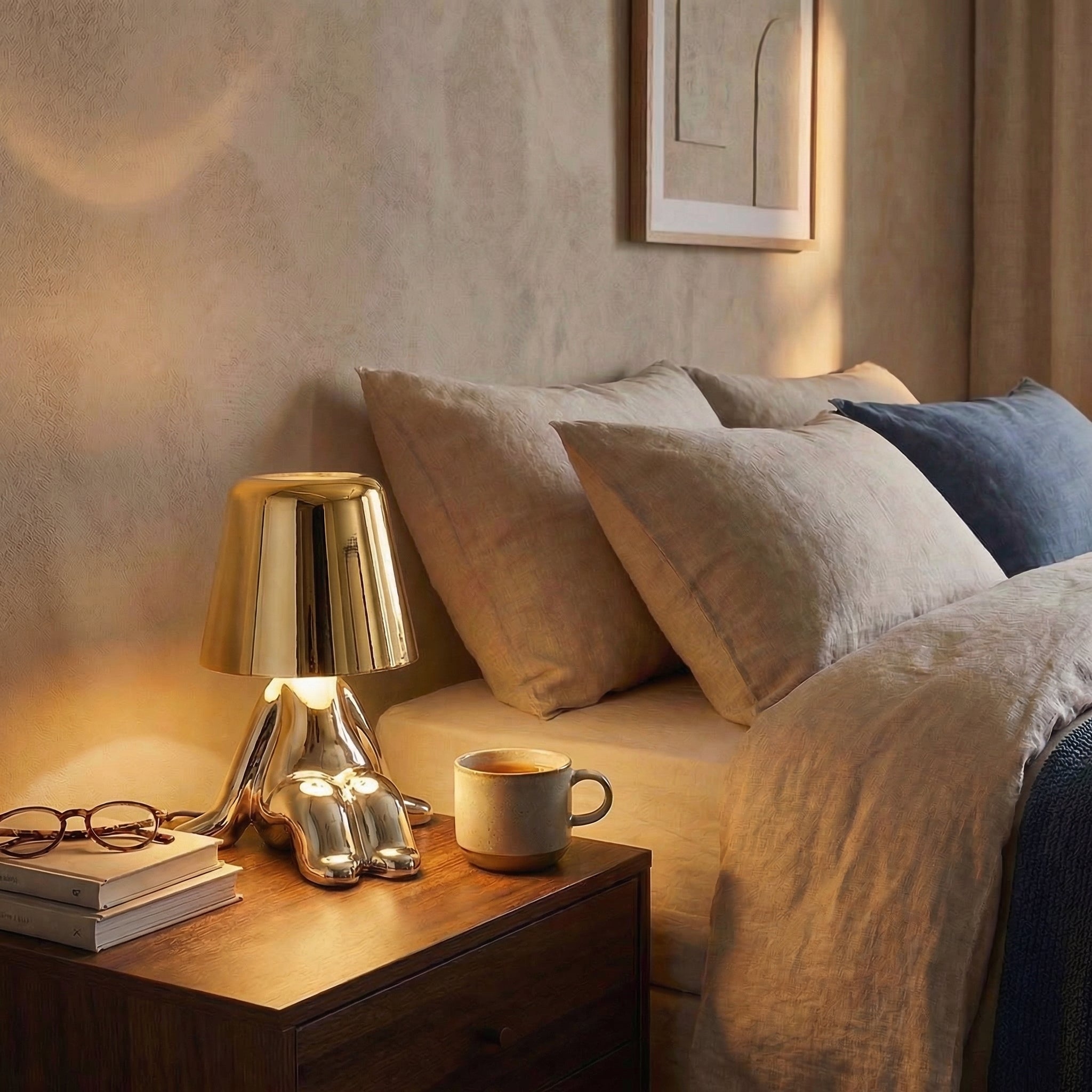 Mini Tafellamp met Creatieve Denkfiguur en LED‑Verlichting