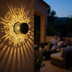 Solar Wandlamp Met Mandala Projectie Voor Sfeervolle Tuinverlichting