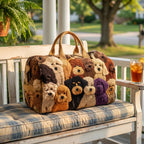 Quilted Weekender met Gelaagde Hondenmotieven en Verstevigde Constructie