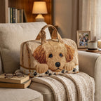 Quilted Weekender met Gelaagde Hondenmotieven en Verstevigde Constructie