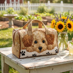 Quilted Weekender met Gelaagde Hondenmotieven en Verstevigde Constructie