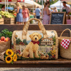 Quilted Weekender met Gelaagde Hondenmotieven en Verstevigde Constructie