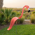Handgeschilderde Flamingo Tuinspinner met Windgestuurde Beweging en Duurzame Constructie