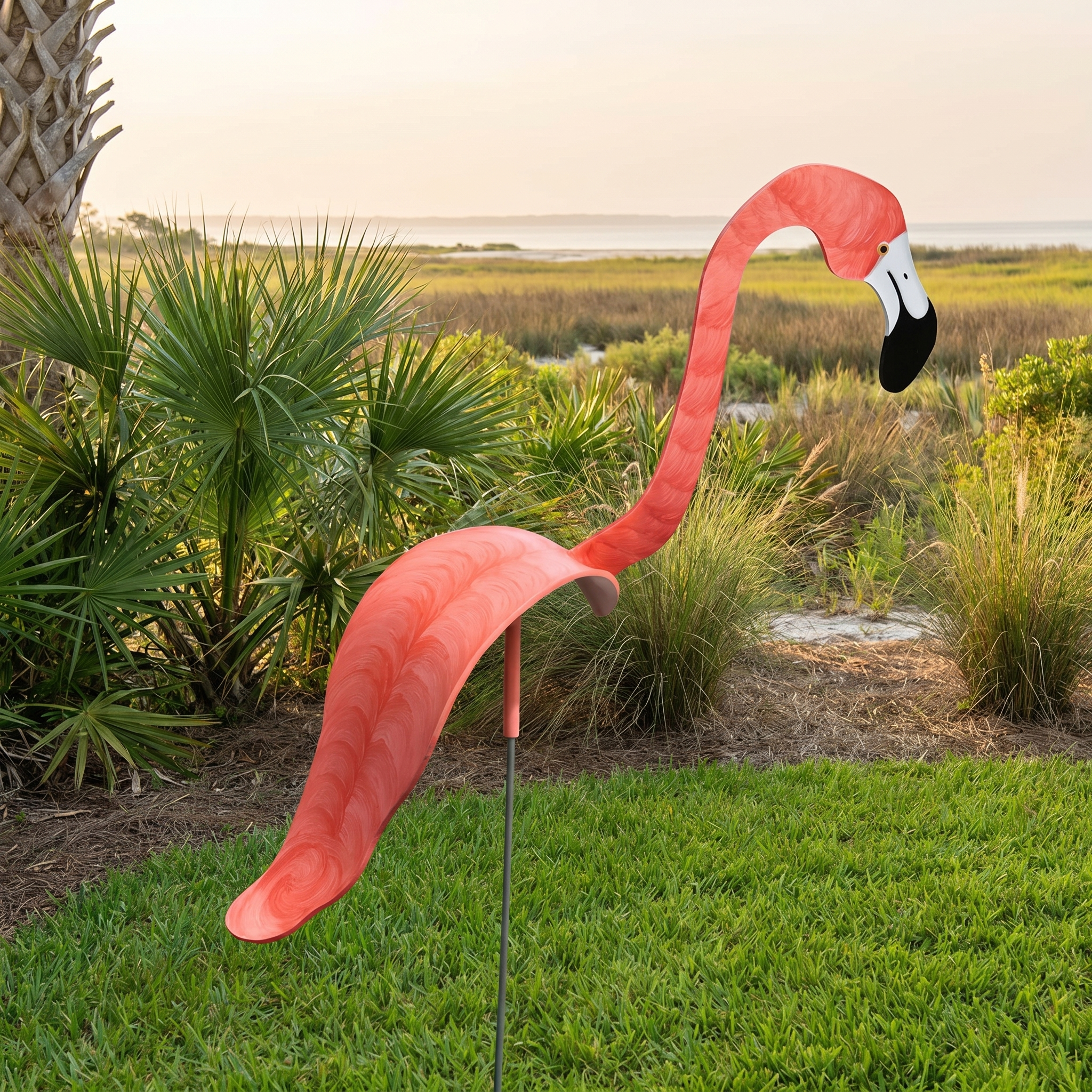 Handgeschilderde Flamingo Tuinspinner met Windgestuurde Beweging en Duurzame Constructie