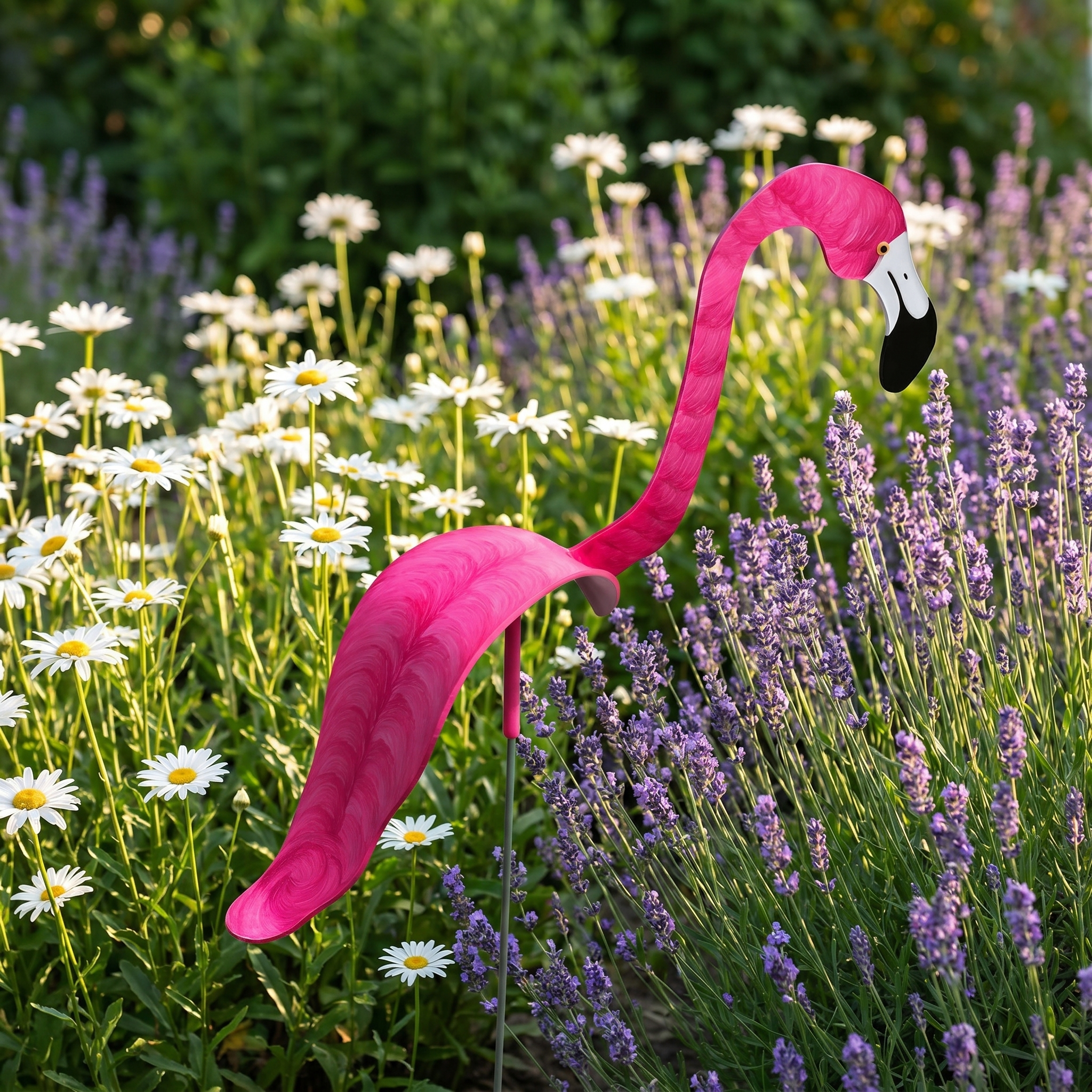 Handgeschilderde Flamingo Tuinspinner met Windgestuurde Beweging en Duurzame Constructie