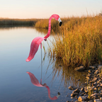 Handgeschilderde Flamingo Tuinspinner met Windgestuurde Beweging en Duurzame Constructie