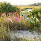 Handgeschilderde Flamingo Tuinspinner met Windgestuurde Beweging en Duurzame Constructie