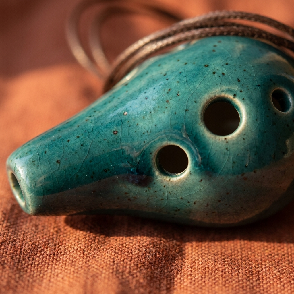 Handgevormde Keramische Ocarina met Natuurlijke Afwerking en Comfortabele Speelvorm