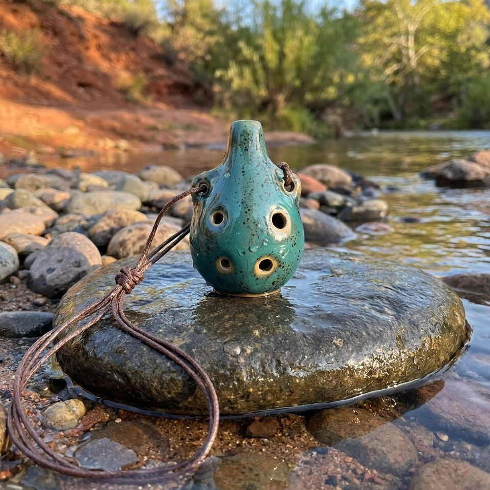 Handgevormde Keramische Ocarina met Natuurlijke Afwerking en Comfortabele Speelvorm