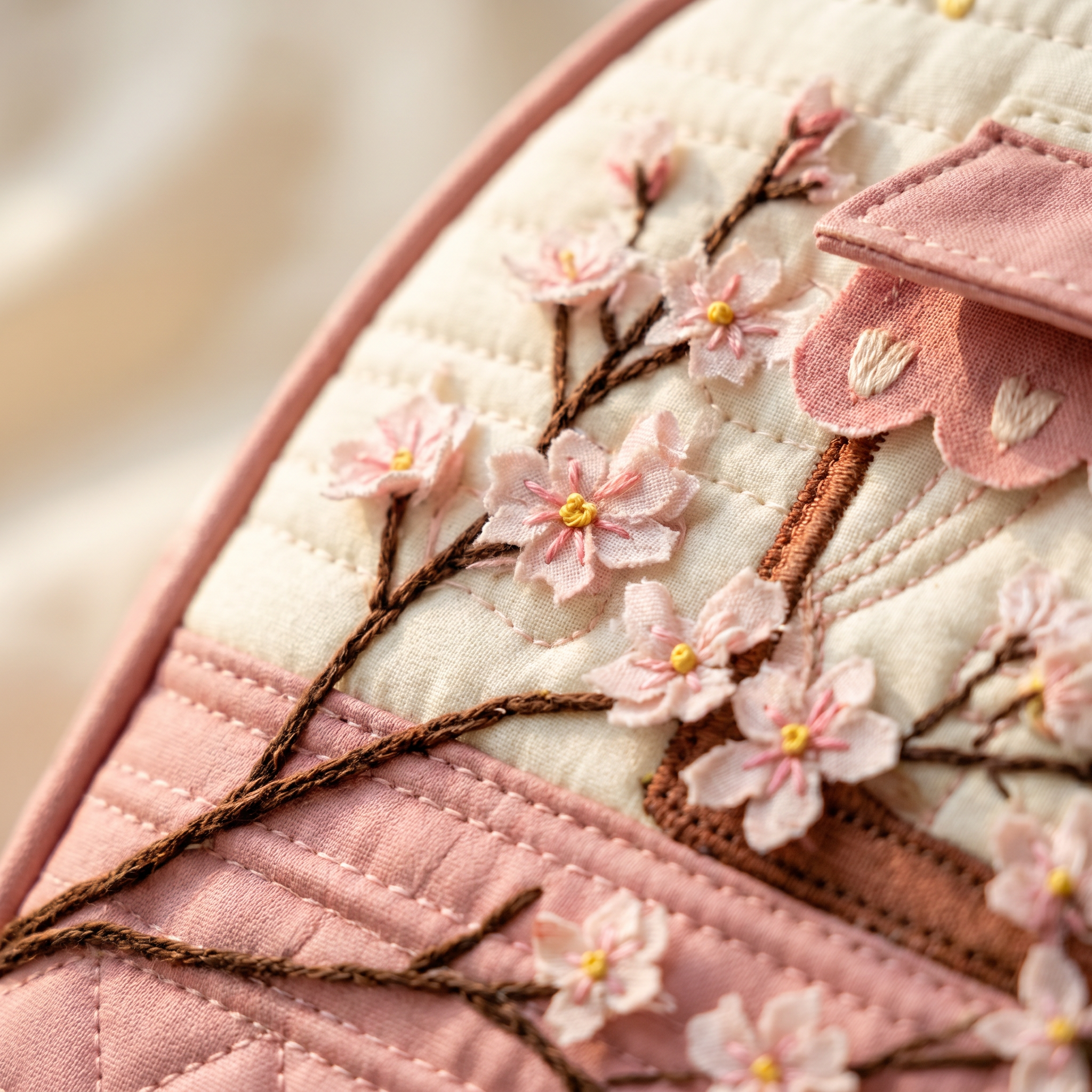 Handgequilt Reistas met Ambachtelijke Structuur en Tijdloze Draagvorm