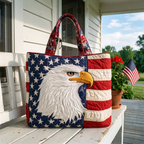 Handgemaakte Quilted Tote met Drie‑Laags Constructie en Ambachtelijke Motieven