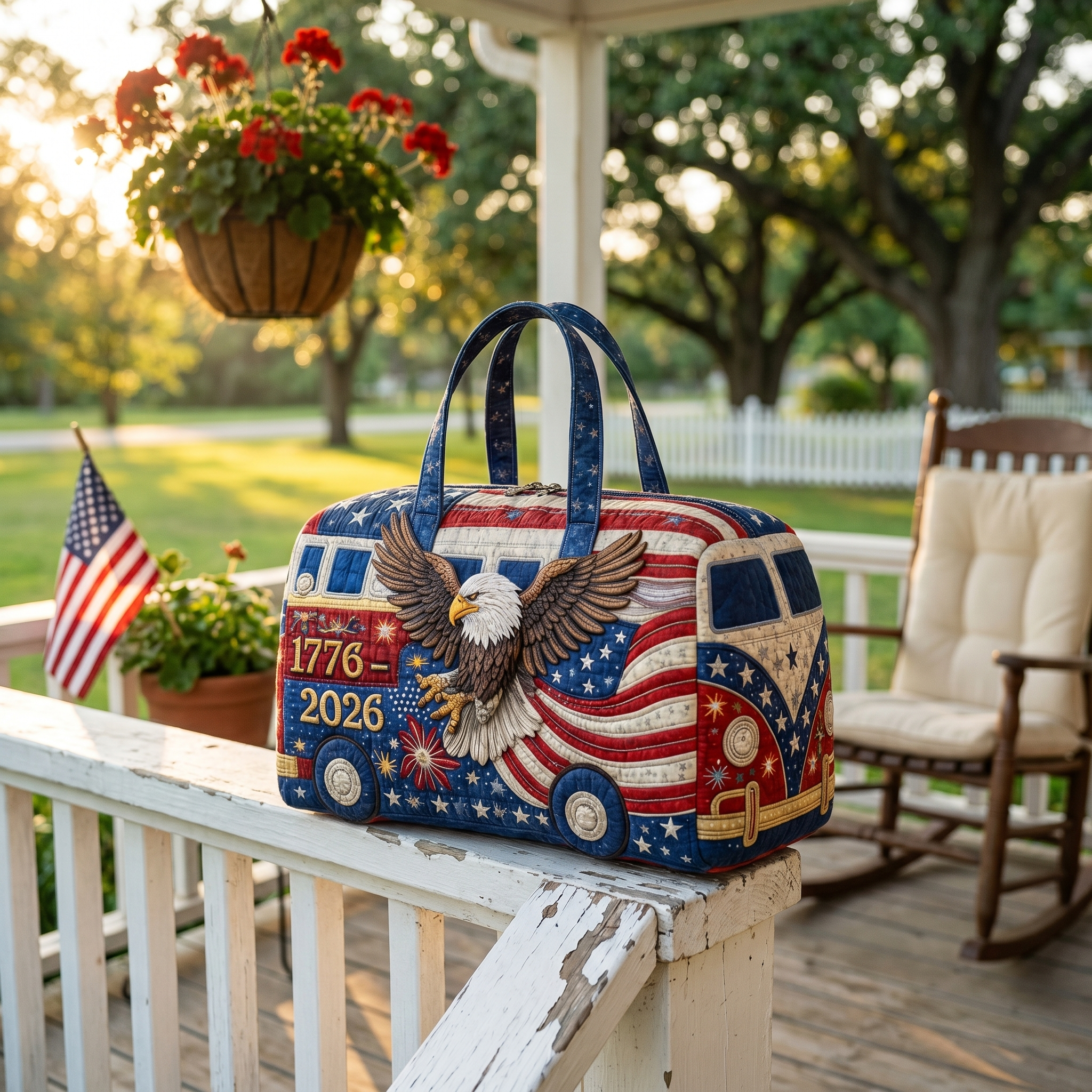 Handgemaakte Quilted Tote met Drie‑Laags Constructie en Ambachtelijke Motieven