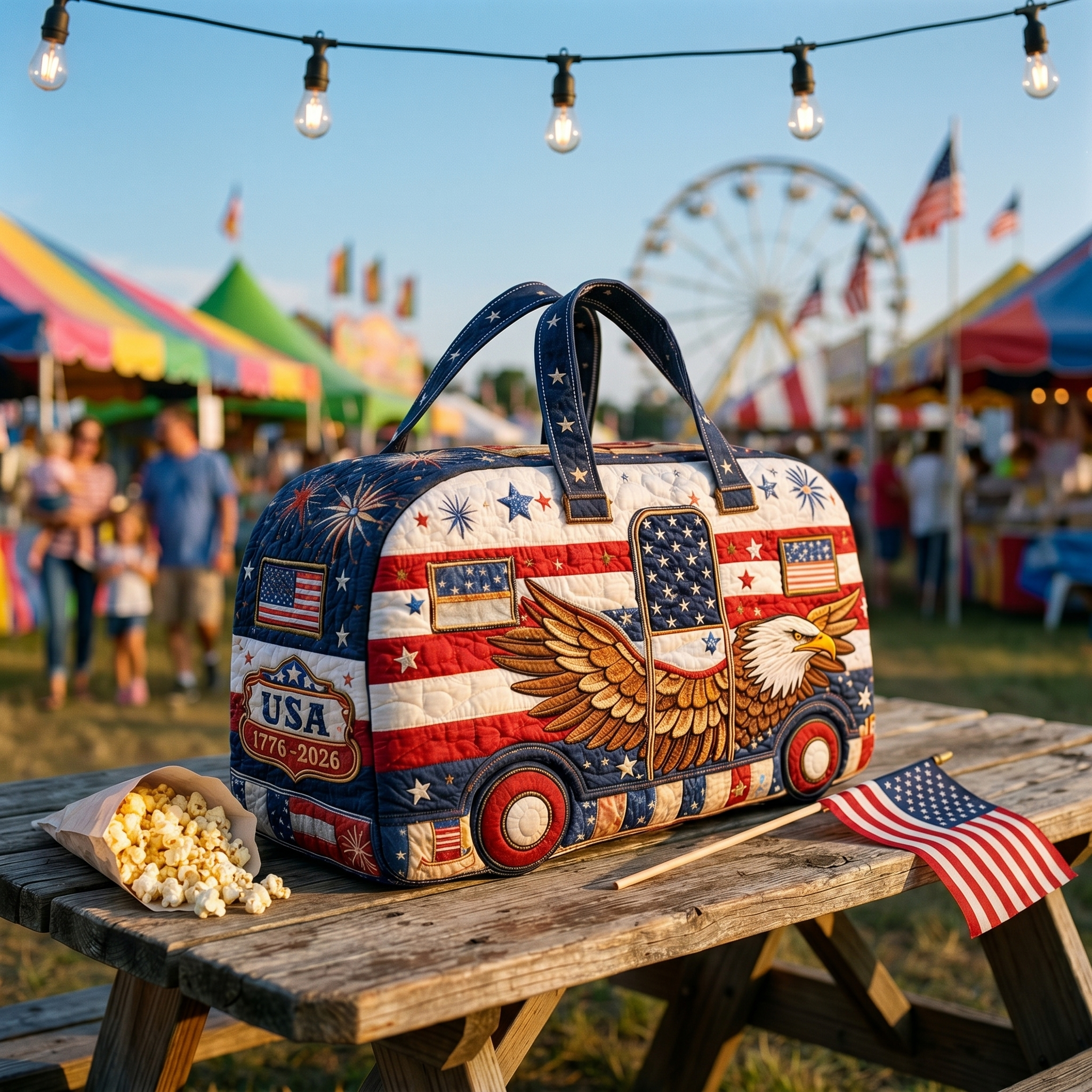 Handgemaakte Quilted Tote met Drie‑Laags Constructie en Ambachtelijke Motieven