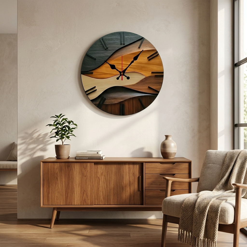 Ronde Wandklok met Stil Uurwerk en Scandinavische Vormgeving