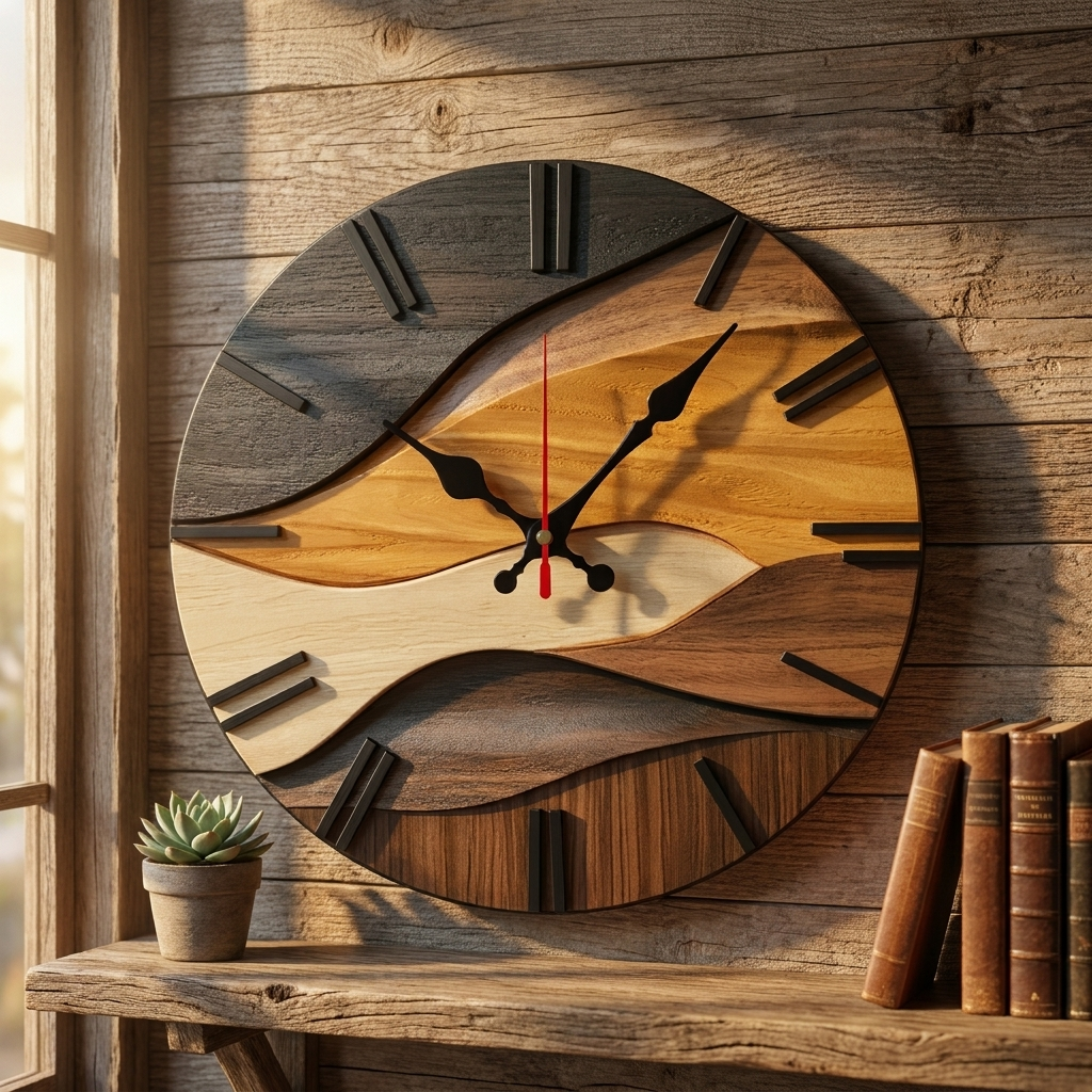 Ronde Wandklok met Stil Uurwerk en Scandinavische Vormgeving