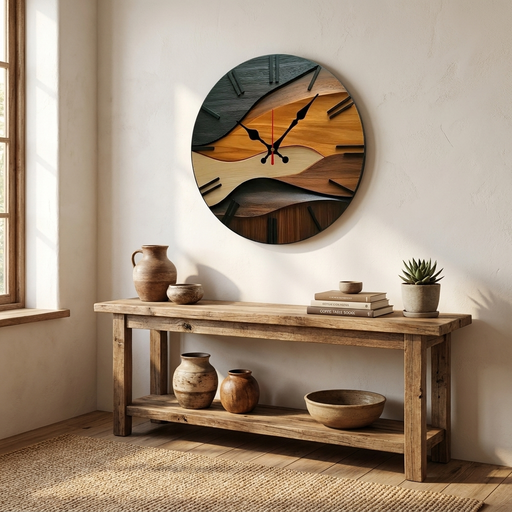 Ronde Wandklok met Stil Uurwerk en Scandinavische Vormgeving