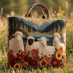 Handgequilt Schapen Tote met Ambachtelijke Constructie en Duurzame Draagkracht