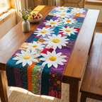 Handgequilt Tafelloper met Drie‑Laags Constructie en Appliqué Motieven
