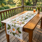 Handgequilt Tafelloper met Drie‑Laags Constructie en Appliqué Motieven