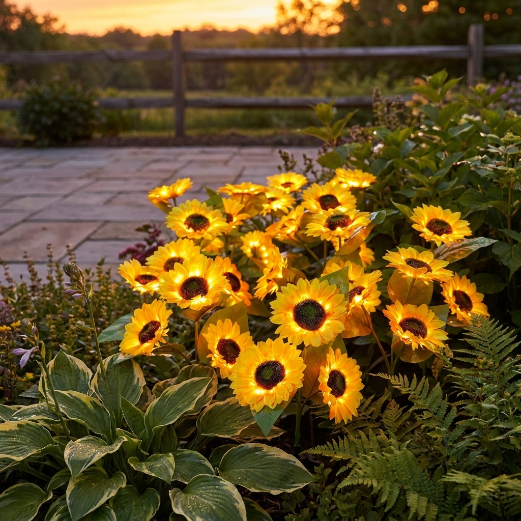 Solar Tuinlamp met Zonnebloemdesign en Automatische Sfeerverlichting