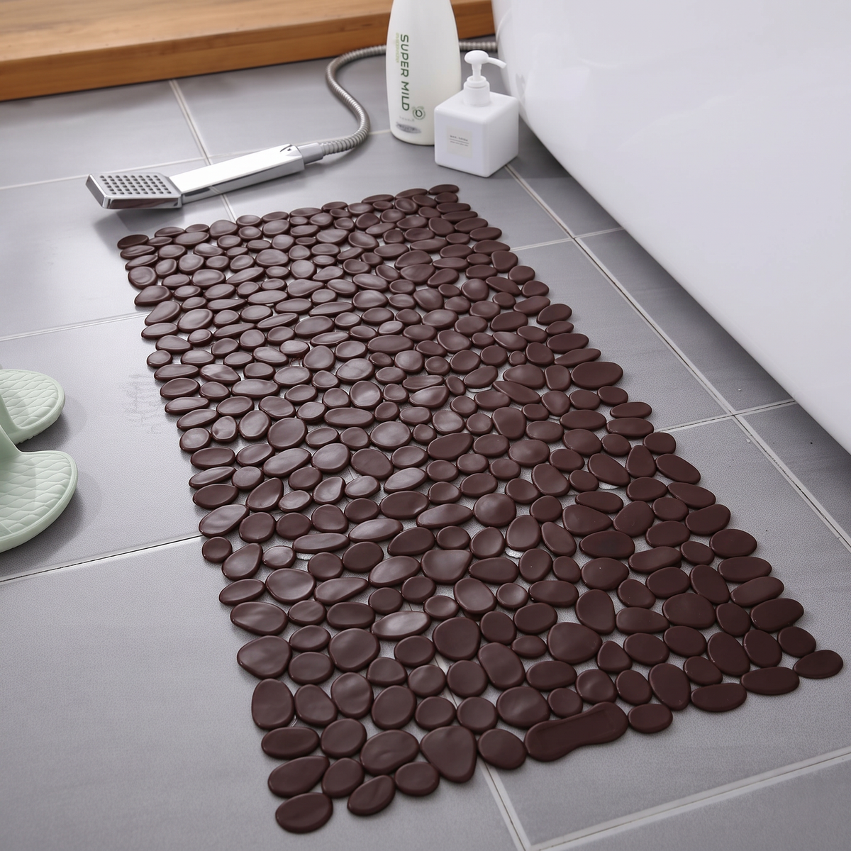 Antislip Badmat met Verhoogde Structuur en Zuignapbasis
