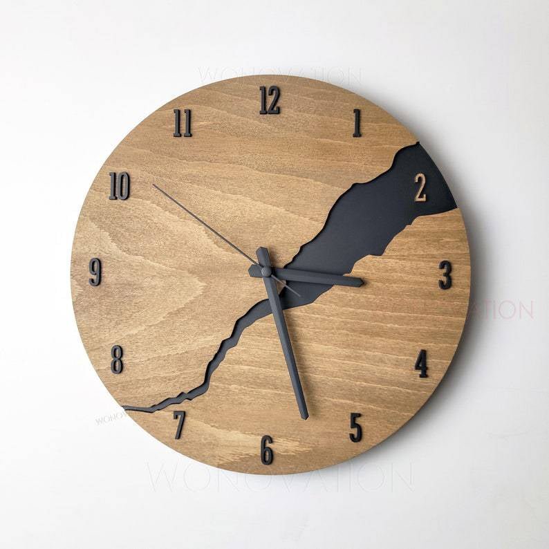 Houten Wandklok met Minimalistisch Ontwerp voor Woonkamer en Kantoor